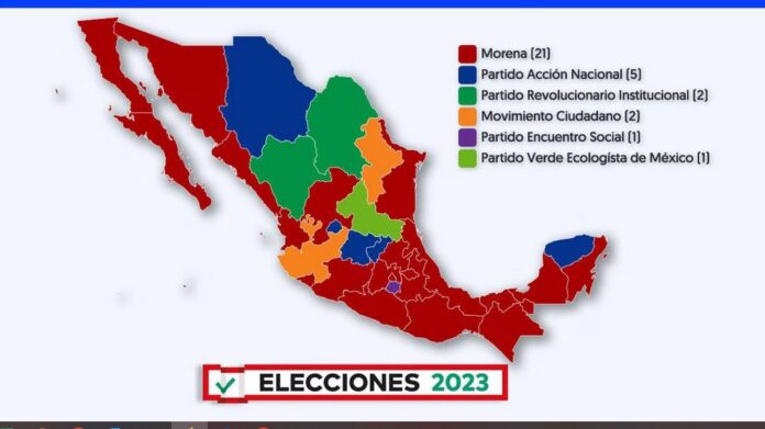 Morena lidera mapa político en México