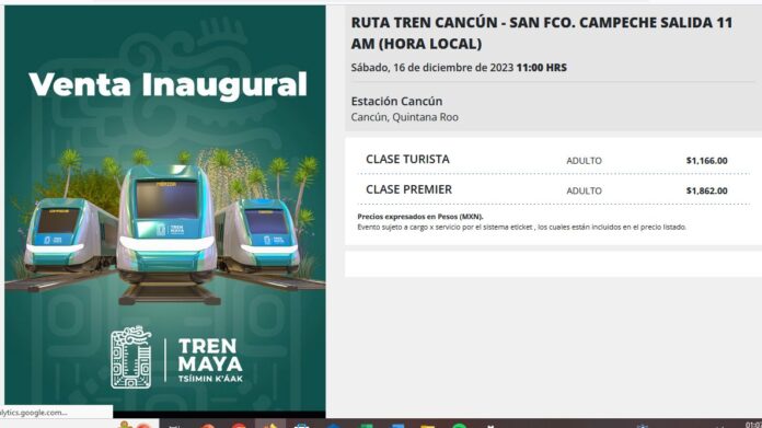 Costo de los boletos del Tren Maya son 20 veces mayor a lo anunciado